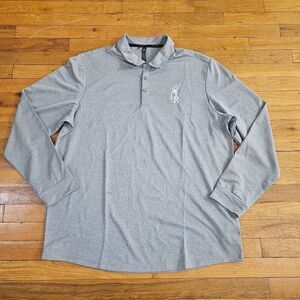 Adidas Polo Shirt Mens XLT Gray Long Sleeve